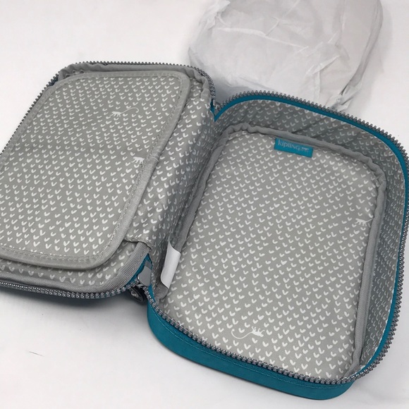 KIPLING Pen Case NWT Cool Blue w/gorilla key chain - Picture 6 of 13